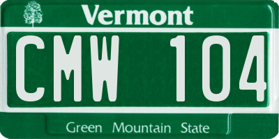 VT license plate CMW104