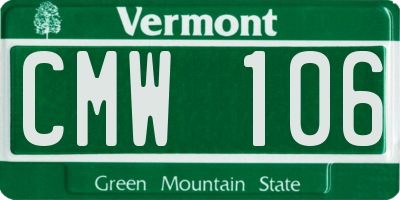 VT license plate CMW106