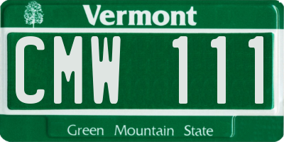 VT license plate CMW111