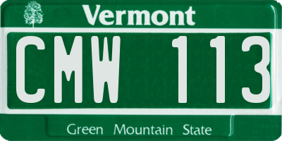 VT license plate CMW113