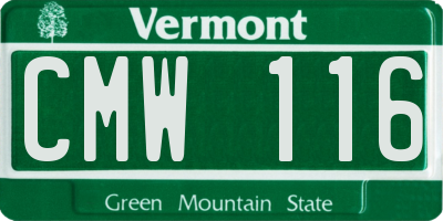 VT license plate CMW116