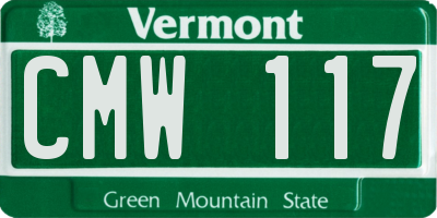 VT license plate CMW117