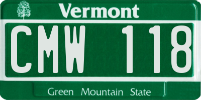 VT license plate CMW118
