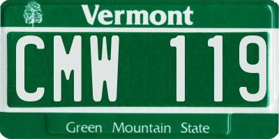 VT license plate CMW119