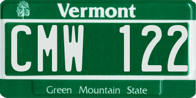 VT license plate CMW122
