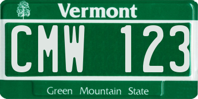VT license plate CMW123