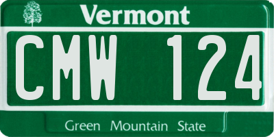 VT license plate CMW124