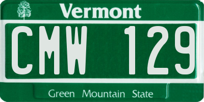 VT license plate CMW129