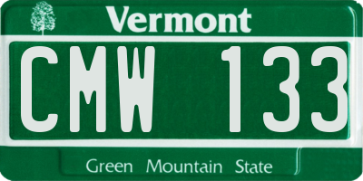 VT license plate CMW133