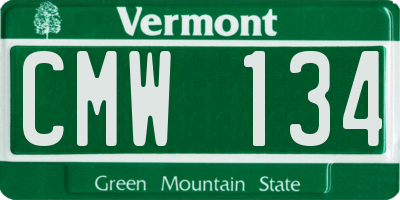 VT license plate CMW134
