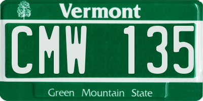 VT license plate CMW135