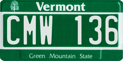 VT license plate CMW136