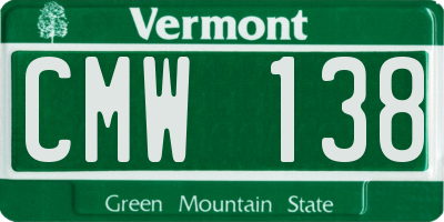 VT license plate CMW138