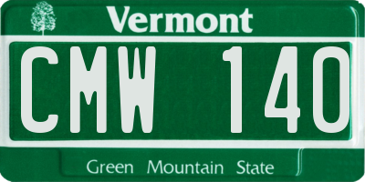 VT license plate CMW140