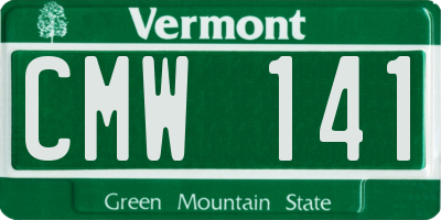 VT license plate CMW141