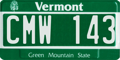 VT license plate CMW143