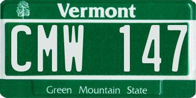 VT license plate CMW147