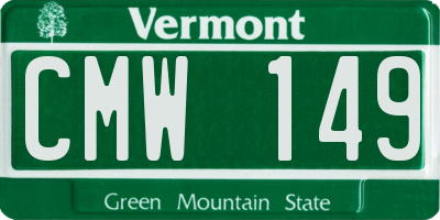 VT license plate CMW149