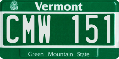 VT license plate CMW151