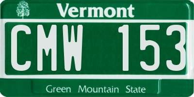 VT license plate CMW153