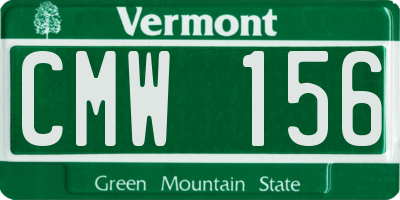 VT license plate CMW156