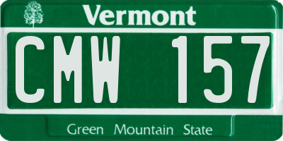 VT license plate CMW157