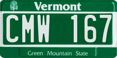 VT license plate CMW167