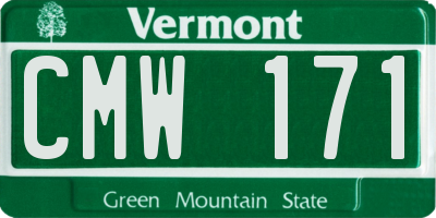 VT license plate CMW171