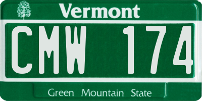 VT license plate CMW174