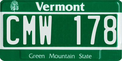 VT license plate CMW178