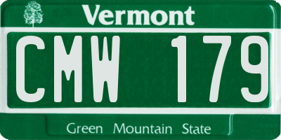 VT license plate CMW179