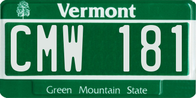 VT license plate CMW181