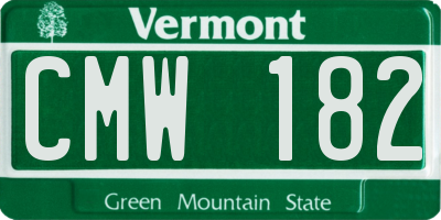 VT license plate CMW182