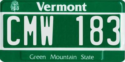VT license plate CMW183