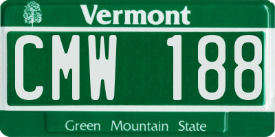 VT license plate CMW188