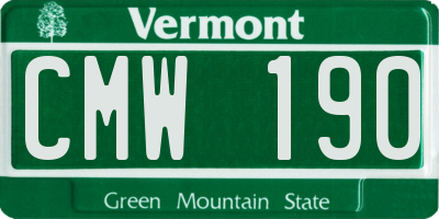 VT license plate CMW190