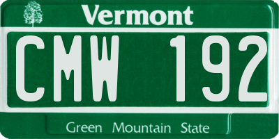 VT license plate CMW192