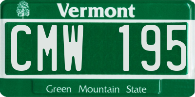 VT license plate CMW195