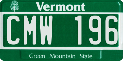 VT license plate CMW196