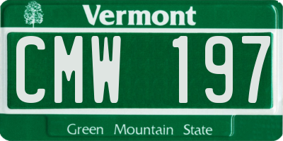 VT license plate CMW197