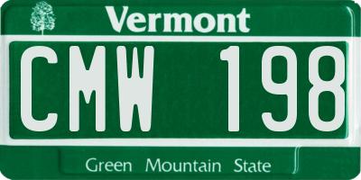 VT license plate CMW198