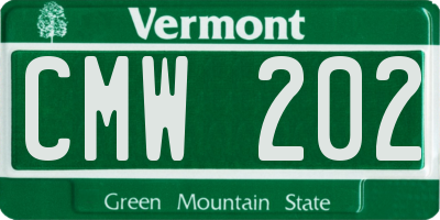 VT license plate CMW202