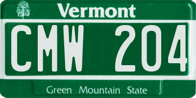 VT license plate CMW204
