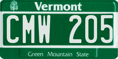VT license plate CMW205