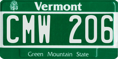VT license plate CMW206