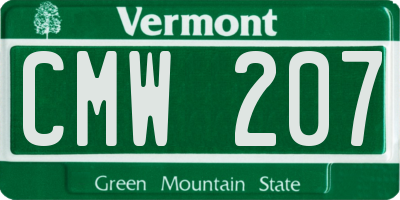 VT license plate CMW207