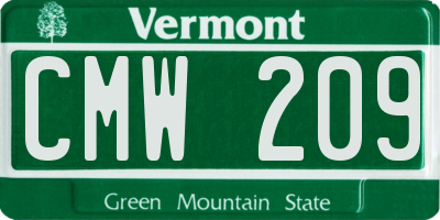 VT license plate CMW209