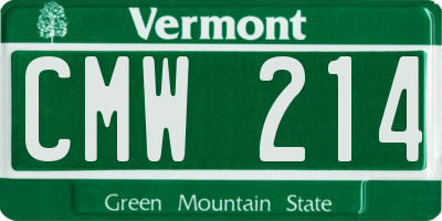 VT license plate CMW214