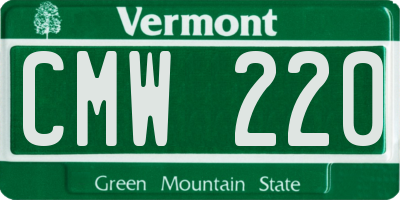 VT license plate CMW220