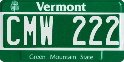VT license plate CMW222